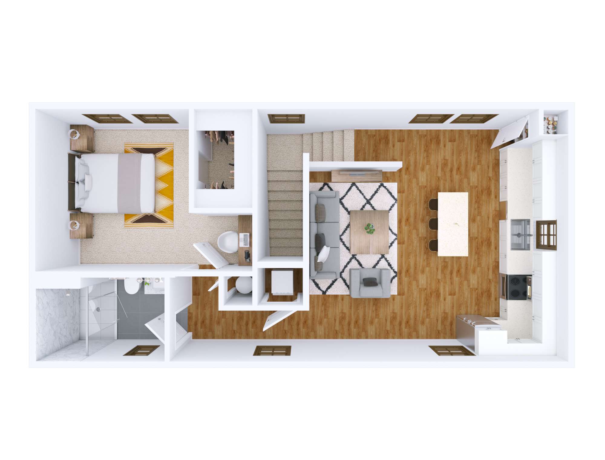 Rendering of the 2nd floor of the Desert Lily floor plan.